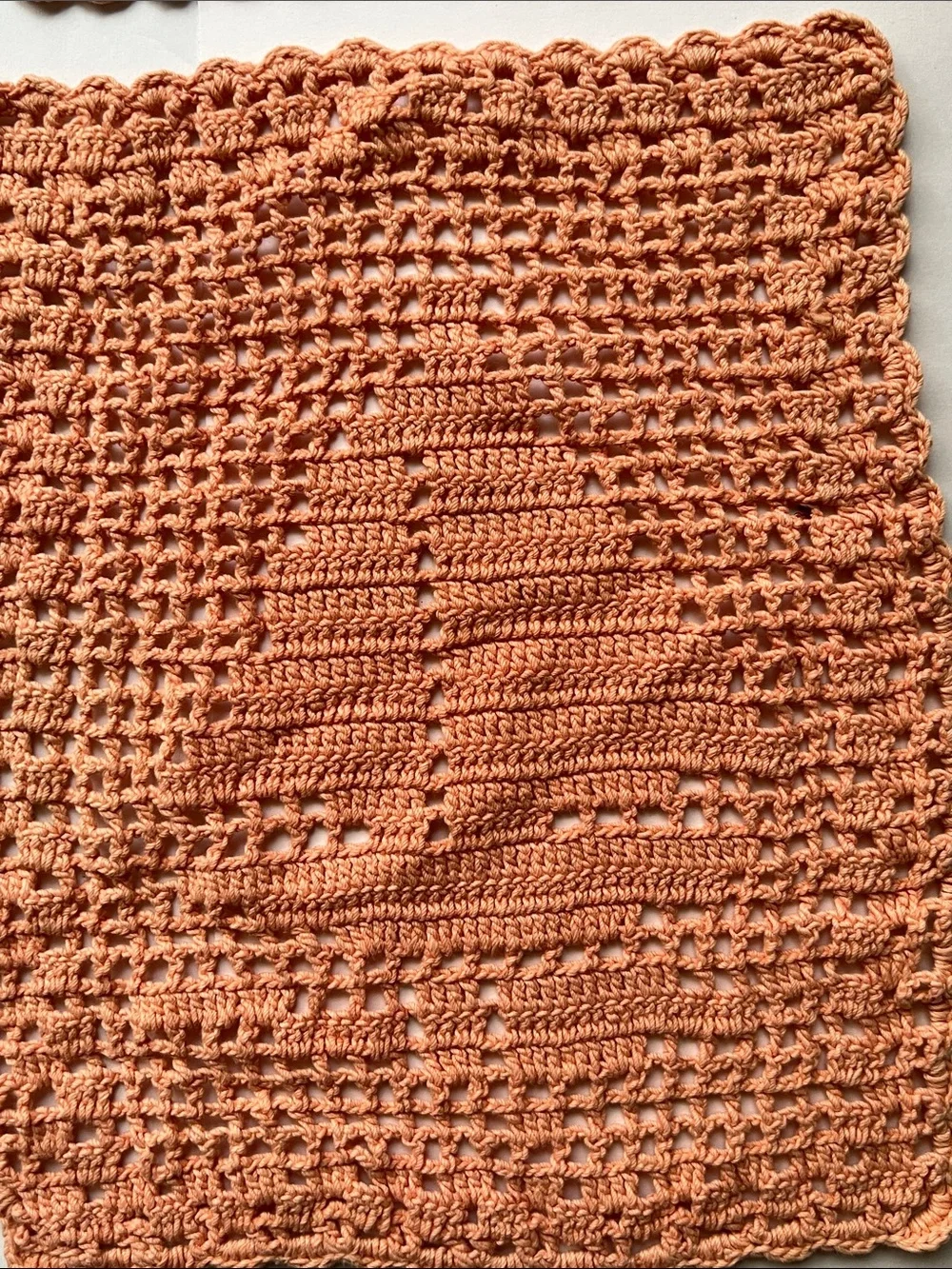 Handmade Crochet doilies - Peach and Teal Set of three